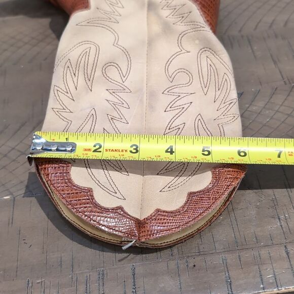 ZODIAC VINTAGE 70's 80's Cowboy Boot With Wooden Heel Sz 6 - Picture 14 of 15